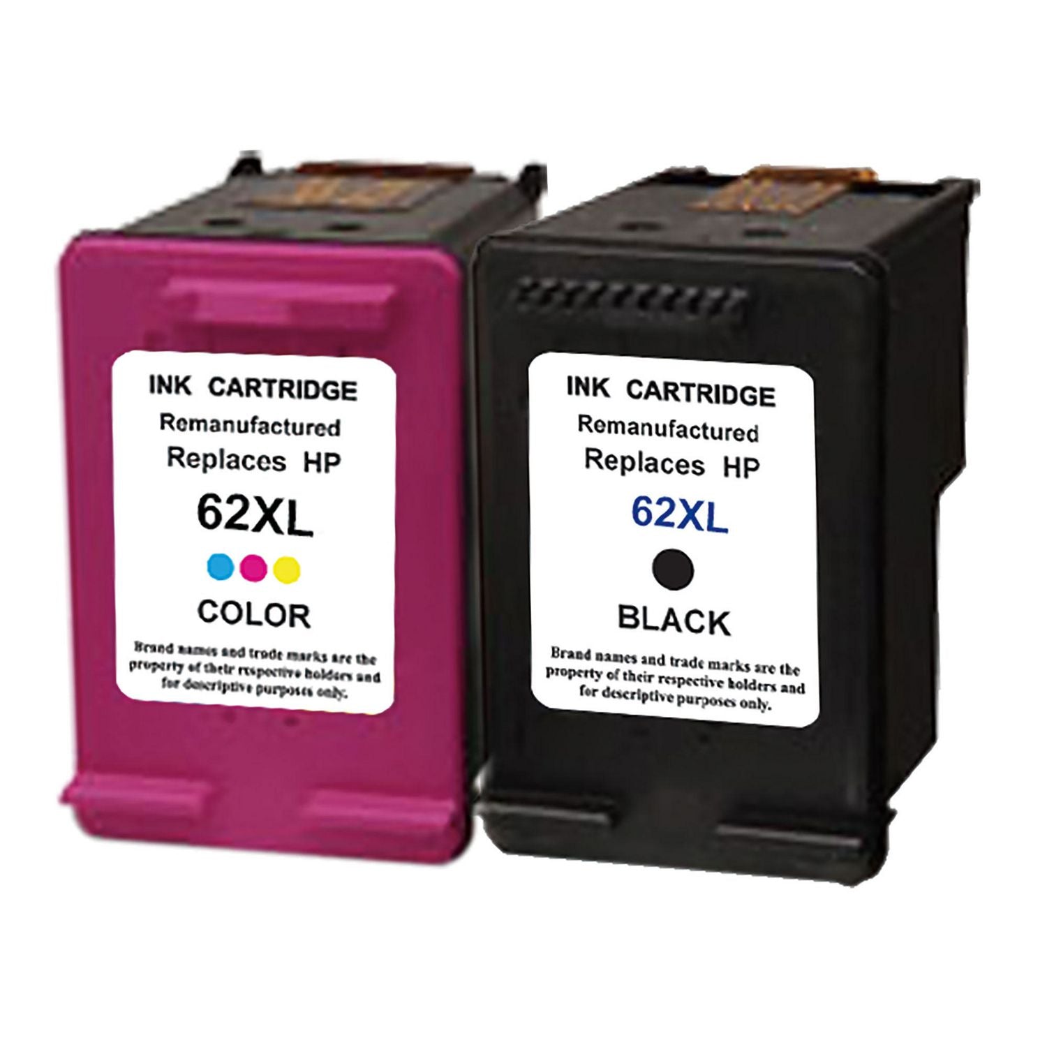 Compatible HP 62XL black &amp; color ink cartridges