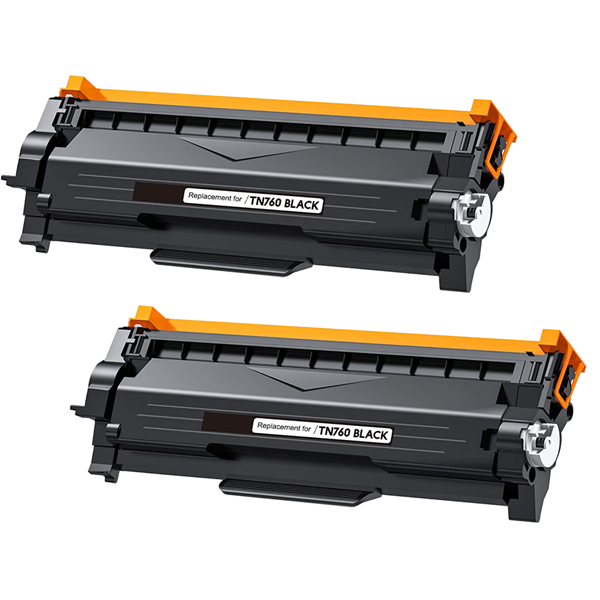 Compatible Brother TN760 Set of 2 Toner Cartridges with Chip